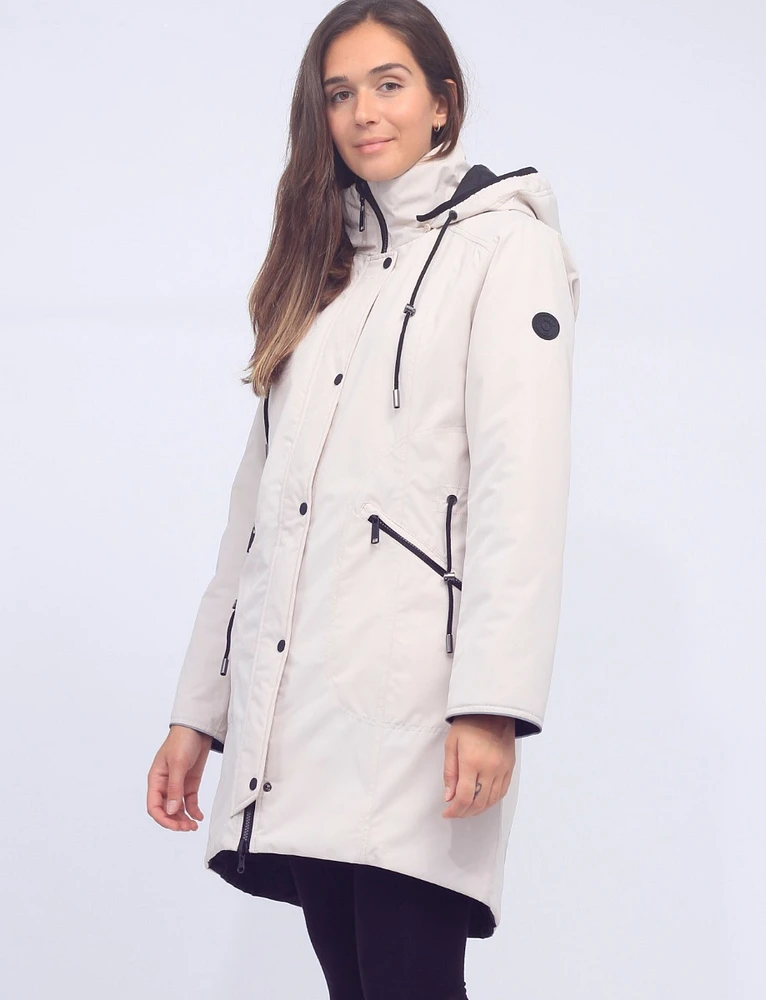 Recycled Fabric Reversible Water-resistant and Quilted Hooded Jacket by Frandsen