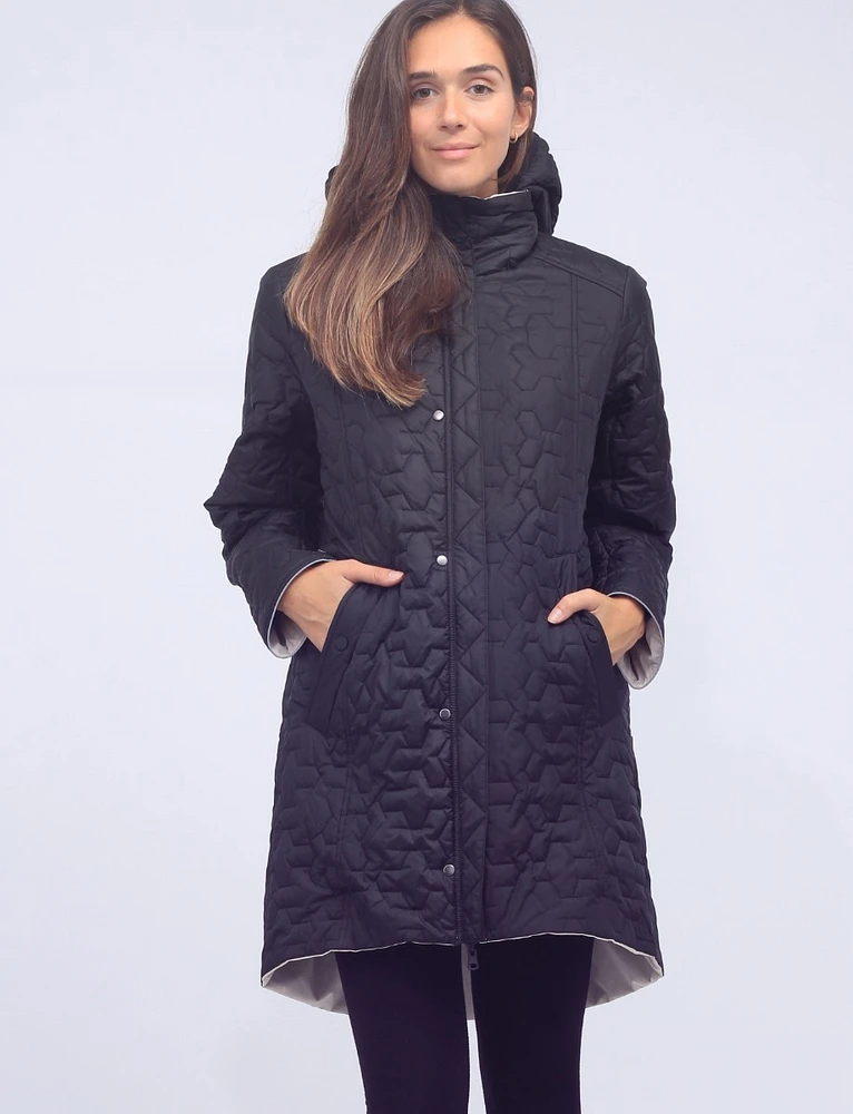 Recycled Fabric Reversible Water-resistant and Quilted Hooded Jacket by Frandsen