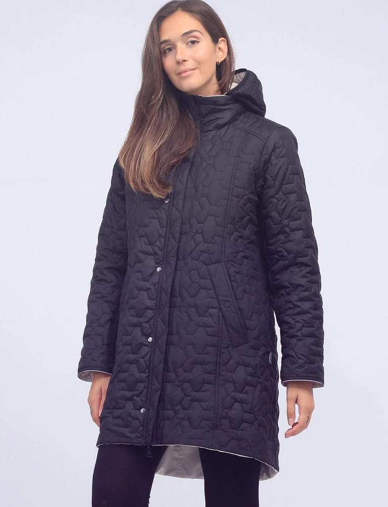 Recycled Fabric Reversible Water-resistant and Quilted Hooded Jacket by Frandsen