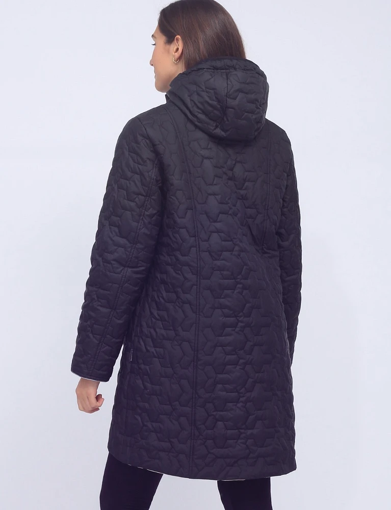 Recycled Fabric Reversible Water-resistant and Quilted Hooded Jacket by Frandsen