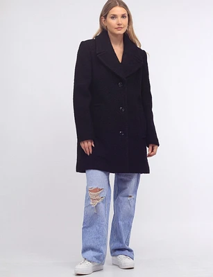 Boucle Straight Cut Single Breasted Coat by Anne Klein