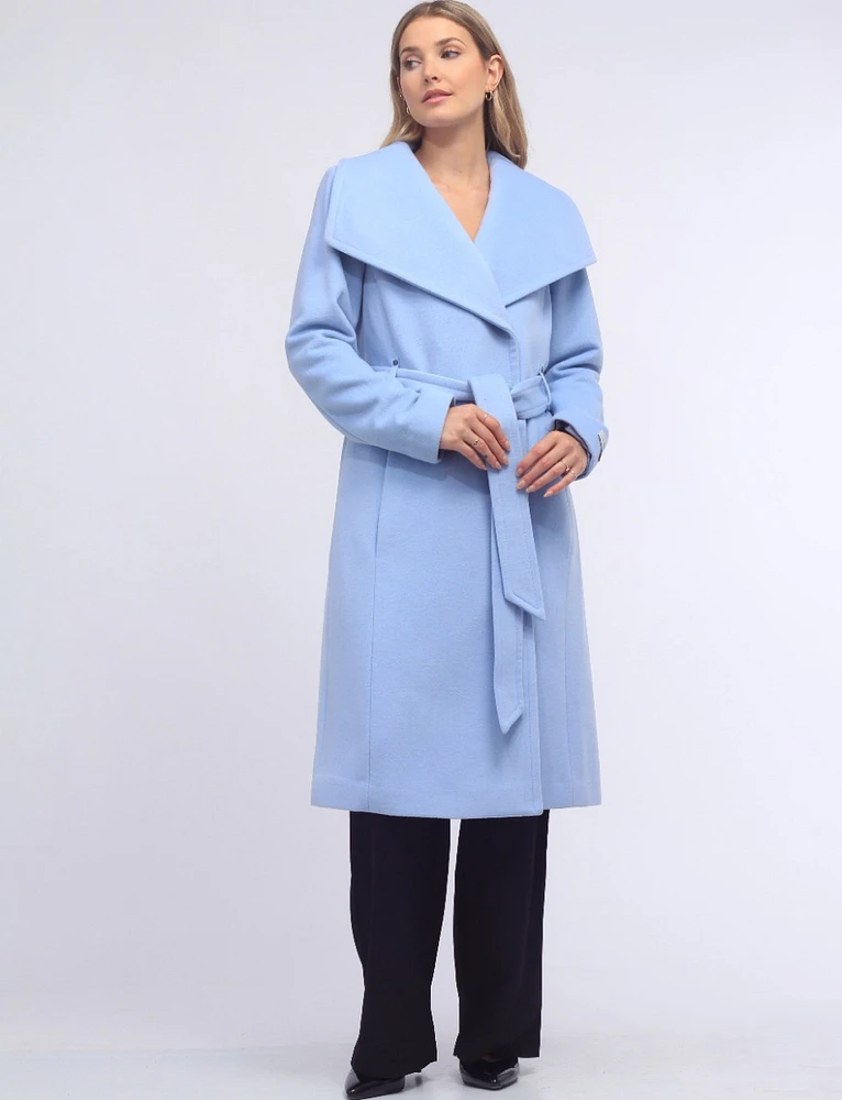 Manteau Ceinturé en Mélange Laine-Cachemire avec Col Large par Anne Klein