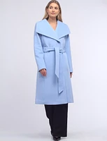 Manteau Ceinturé en Mélange Laine-Cachemire avec Col Large par Anne Klein