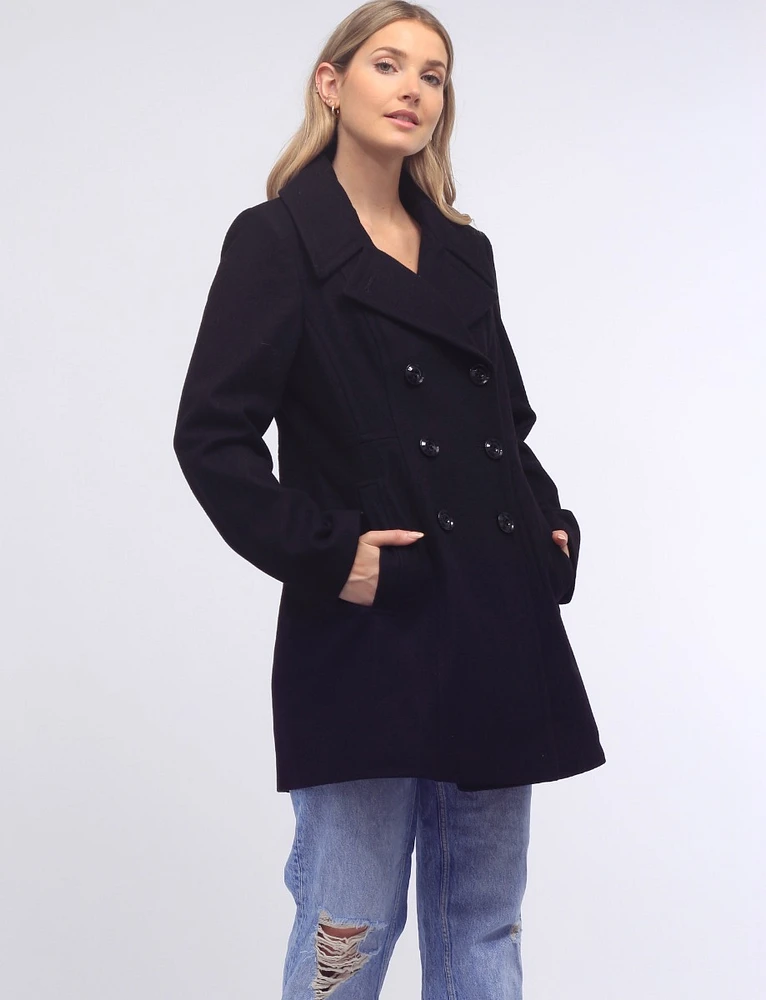 Manteau Classique en Laine Mélangée À Double Boutonnage Par Anne Klein