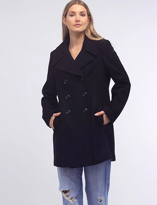 Manteau Classique en Laine Mélangée À Double Boutonnage Par Anne Klein