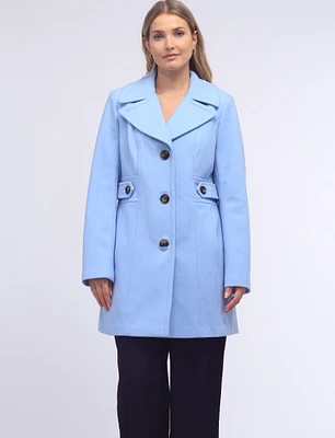 Manteau en Laine Mélangée Simple Boutonnage À Taille Cintrée Par Anne Klein