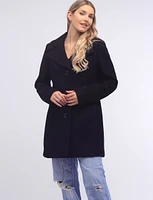 Manteau en Laine Mélangée Simple Boutonnage À Taille Cintrée Par Anne Klein