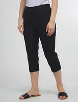 High Rise Pull-On Capris With Two Front Pockets By Amani Couture