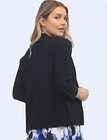 Draped Solid Cardigan with Three-Quarter Sleeves by Amani Couture