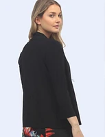 Draped Solid Cardigan with Three-Quarter Sleeves by Amani Couture