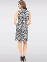 Elegant Printed Sleeveless Mid-Dress with Keyhole Neckline by Amani Couture