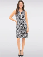 Elegant Printed Sleeveless Mid-Dress with Keyhole Neckline by Amani Couture