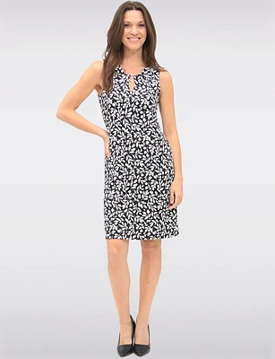 Elegant Printed Sleeveless Mid-Dress with Keyhole Neckline by Amani Couture
