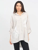 Scribble Print Button Down Oversized Shirt by Froccella