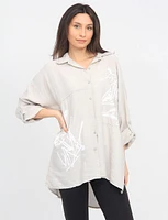 Scribble Print Button Down Oversized Shirt by Froccella