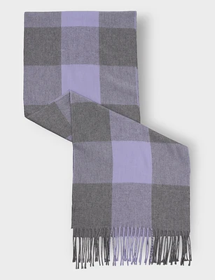 Italian 2-tone fringed plaid scarf by Froccella