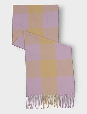 Italian 2-tone fringed plaid scarf by Froccella