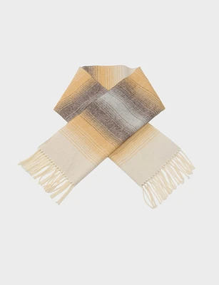 Italian 3-tone stripes oblong fringed scarf by Froccella