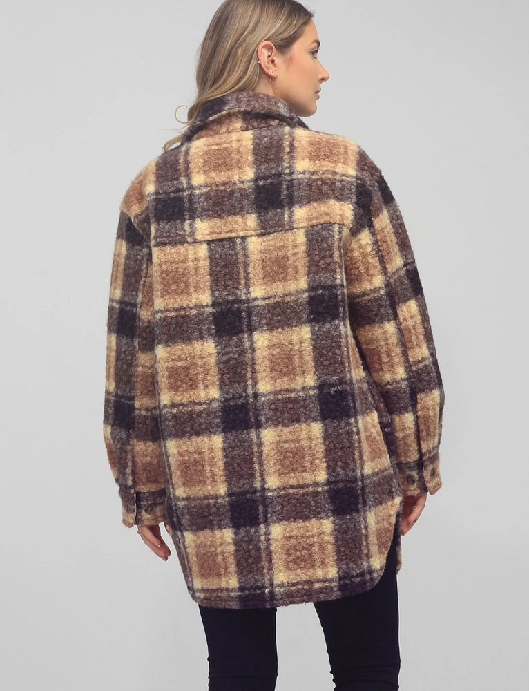 Classic Vegan Plaid Boucle Shacket By Andiamo!