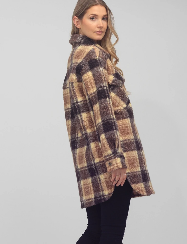 Classic Vegan Plaid Boucle Shacket By Andiamo!