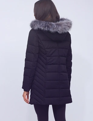 Vegan Quilted Polyloft Coat with Faux Fur Detachable Hood by Snoboll