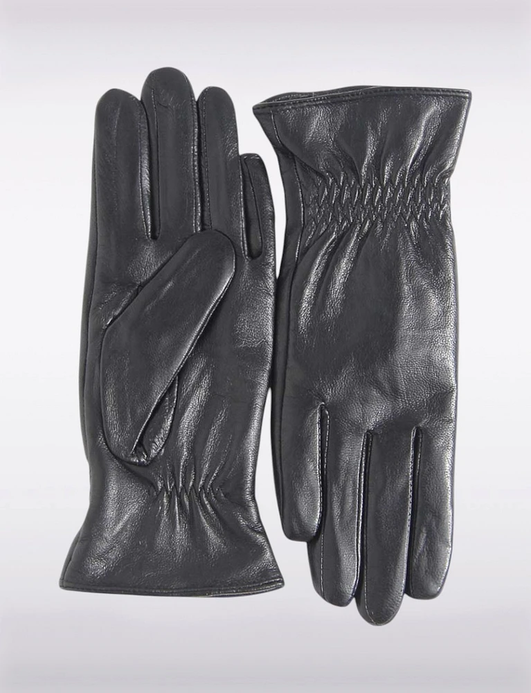 Elegant Black Sleek Genuine Leather Touchscreen Gloves by Nicci