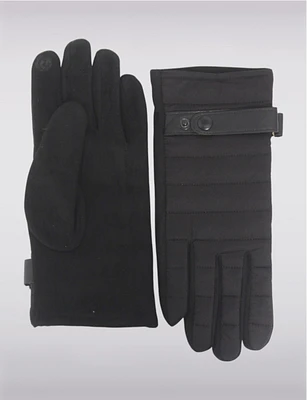 Men's Touch Screen-friendly Quilted Gloves With Faux Fur Lining by Nicci