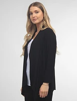 Drape Front Stretch Cardigan Three-Quarter Sleeves by Vamp