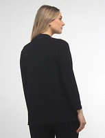 Drape Front Stretch Cardigan Three-Quarter Sleeves by Vamp