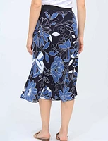 Floral A-line Elastic Waistband Lined Skirt By Vamp