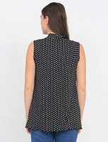 Polka Dot Sleeveless Pleat Front V-Neck Top by Vamp