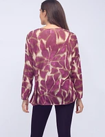 Printed V-Neck Drop Shoulder Long Sleeve Top by Froccella