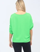 Crinkled Button Down V-Neck Blouse with Front Tie by Froccella