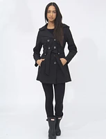 Vegan Classic Double-Breasted Belted Trench Coat by Saki Sport