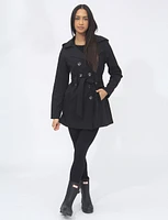 Vegan Classic Double-Breasted Belted Trench Coat by Saki Sport