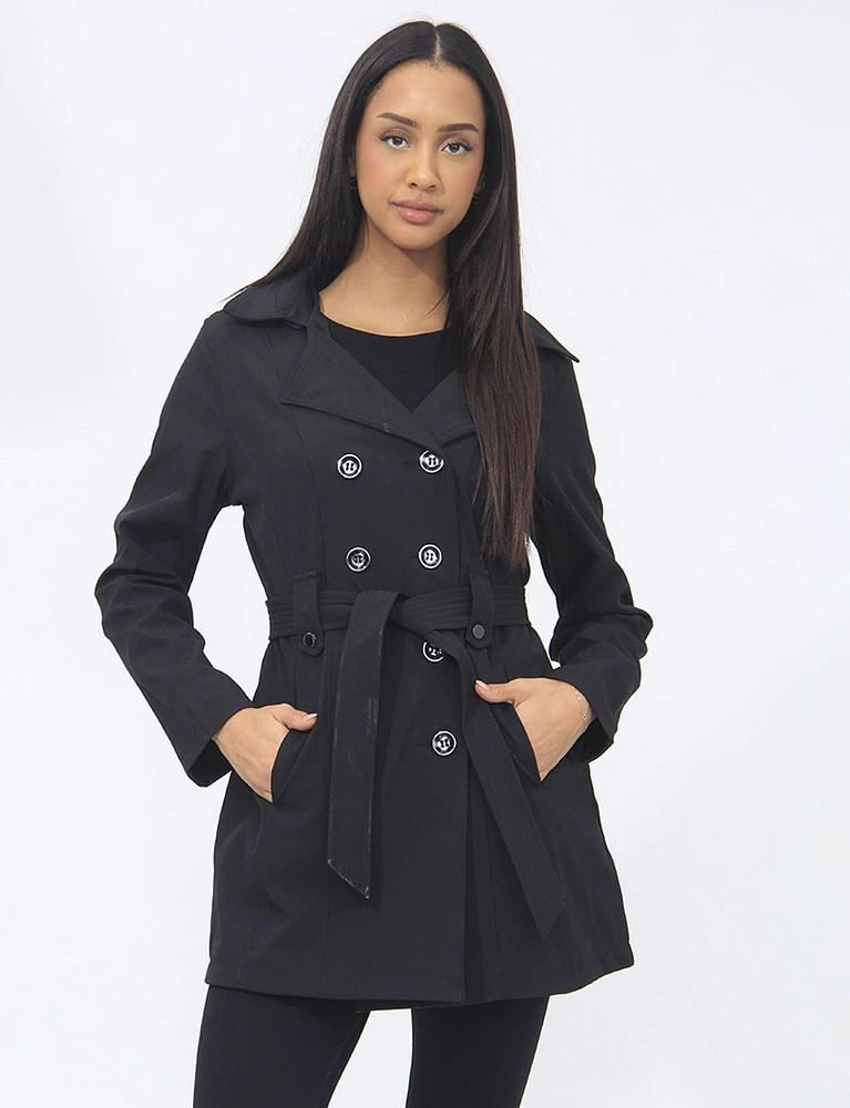 Vegan Classic Double-Breasted Belted Trench Coat by Saki Sport