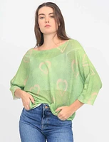 Heart Print Three-Quarter Dolman Sleeve Knit Top by Froccella