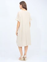 High Low Linen-Blend Lace Detail Dress by Froccella