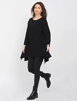 Solid Three-Quarter Sleeves Tunic with Drawstring and Pocket by Froccella