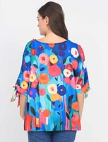 Vibrant Floral Pattern Tie-Sleeve Loose Fit Blouse by Froccella