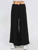 Flowy Wide-Leg Pants with Straw Belt by Froccella