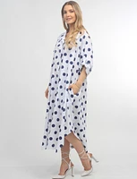 Buttoned-up Polka Dot Shirt Dress With Pockets By Froccella