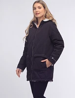 Water Resistent Quilted Reversible Sherpa Lined Hooded Jacket by Free Country