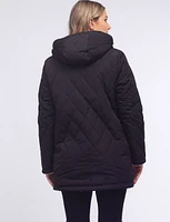 Water Resistent Quilted Reversible Sherpa Lined Hooded Jacket by Free Country