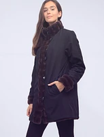 Vegan Reversible Faux Fur Button-down Jacket by Saki