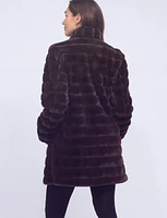 Vegan Reversible Faux Fur Button-down Jacket by Saki