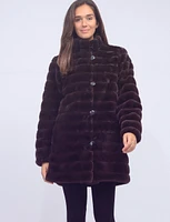 Vegan Reversible Faux Fur Button-down Jacket by Saki