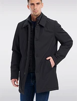 Men's Sleek Vegan Poly Raincoat Matte Black by Vince Camuto