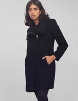 Wool Blend Diagonal Zip High Collar Jacket by Kenneth Cole