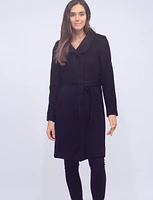 Classy Wool Blend Crossover Collar Belted Coat by Cole Haan